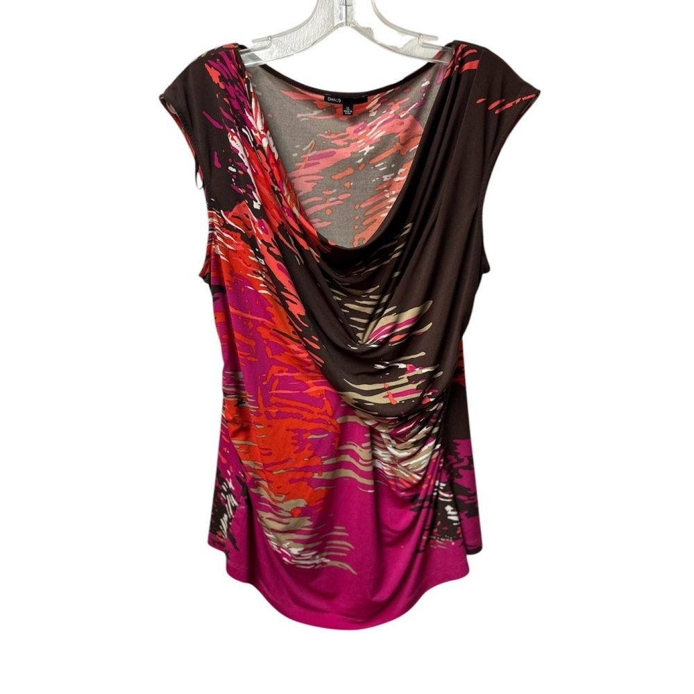 Chaus New York Sleeveless Cowl Pleats Career Shell Top Blouse Womens XL - Picture 11 of 12